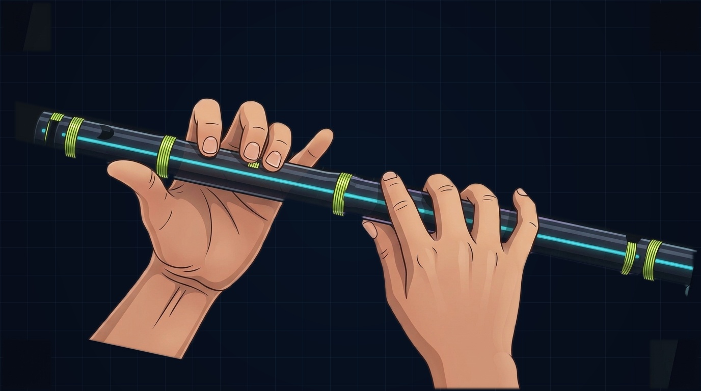 First-Person POV Slanted Flute Hand Placement